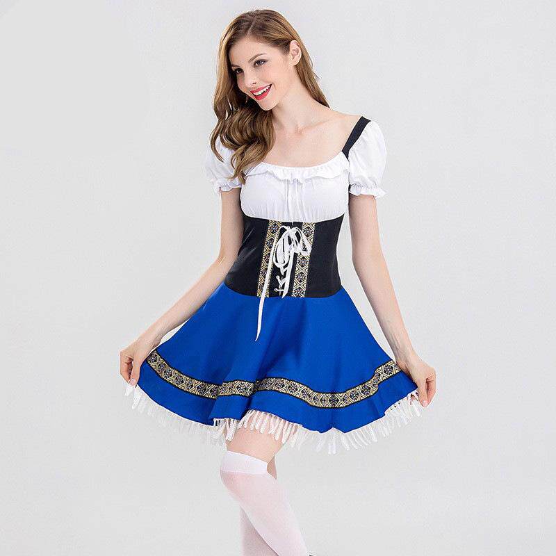 万圣节舞台服巴伐利亚啤酒节服装 啤酒妹演出服 餐厅工作服侍女装