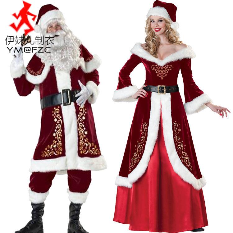 加大码圣诞节舞会派对服一件代发演出服制服情侣圣诞老人舞台服装
