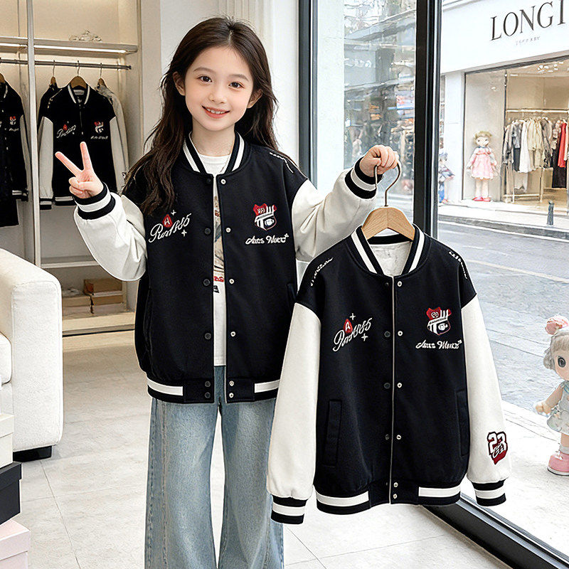 大童上衣服棒球女童夹克新款洋气春秋好看超外套儿童春装春季2026