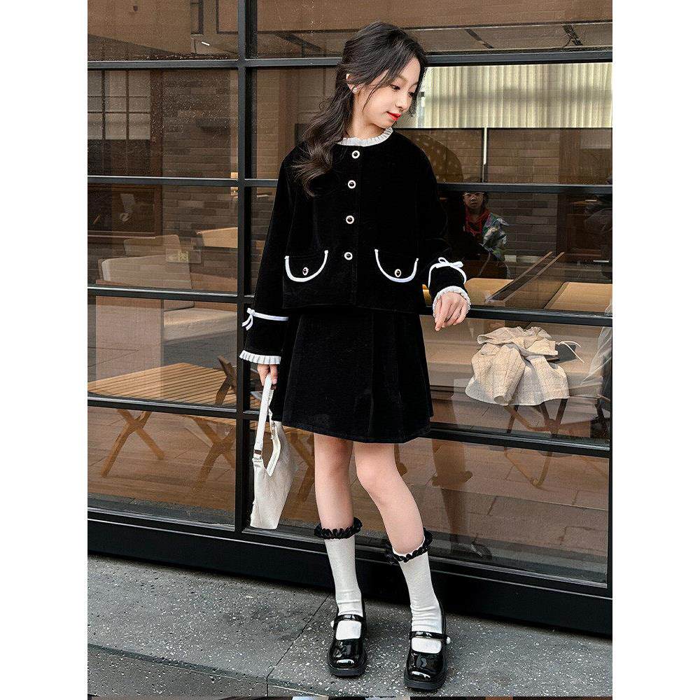 套装小半身裙香风洋气潮春秋甜美新款两件套2026中大童款女童外套