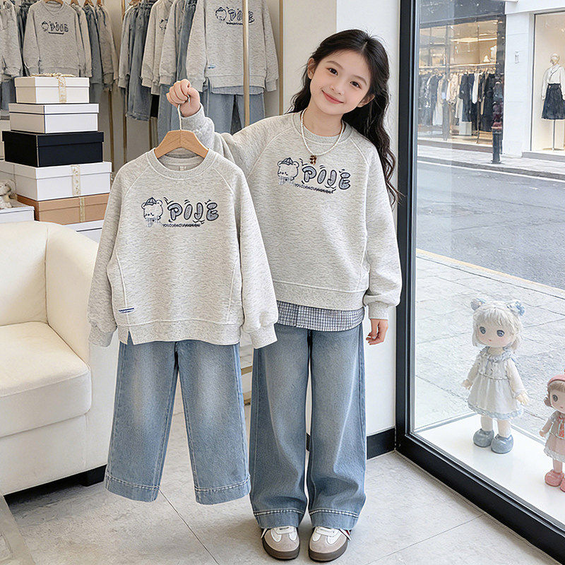 新款套装衣服时髦休闲女童大童洋派卫衣春秋季2026两件套儿童春装