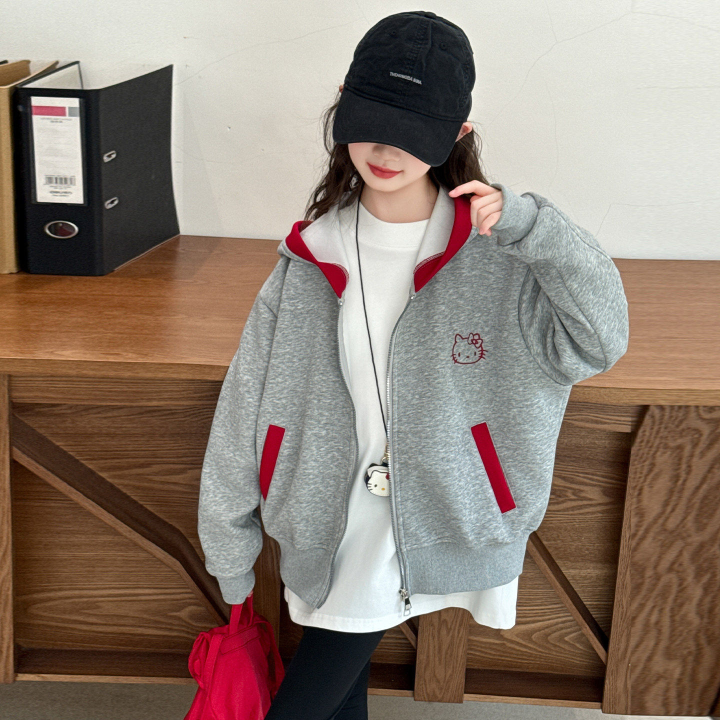 中开衫春装洋气款女童新款上衣儿童衣服卫衣连帽外套装大2026春秋