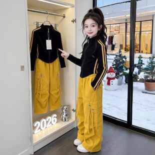 休闲韩版工装裤阔腿裤洋气新款裤子春装春秋季女童儿童女大童2026