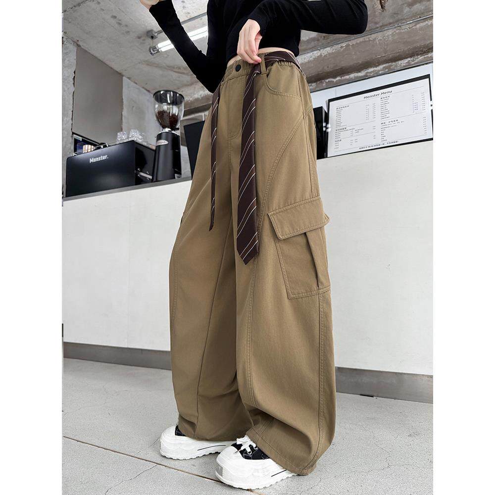 女童好看装春款工装裤洋气穿儿童长裤裤外红装网超阔腿大裤子童女