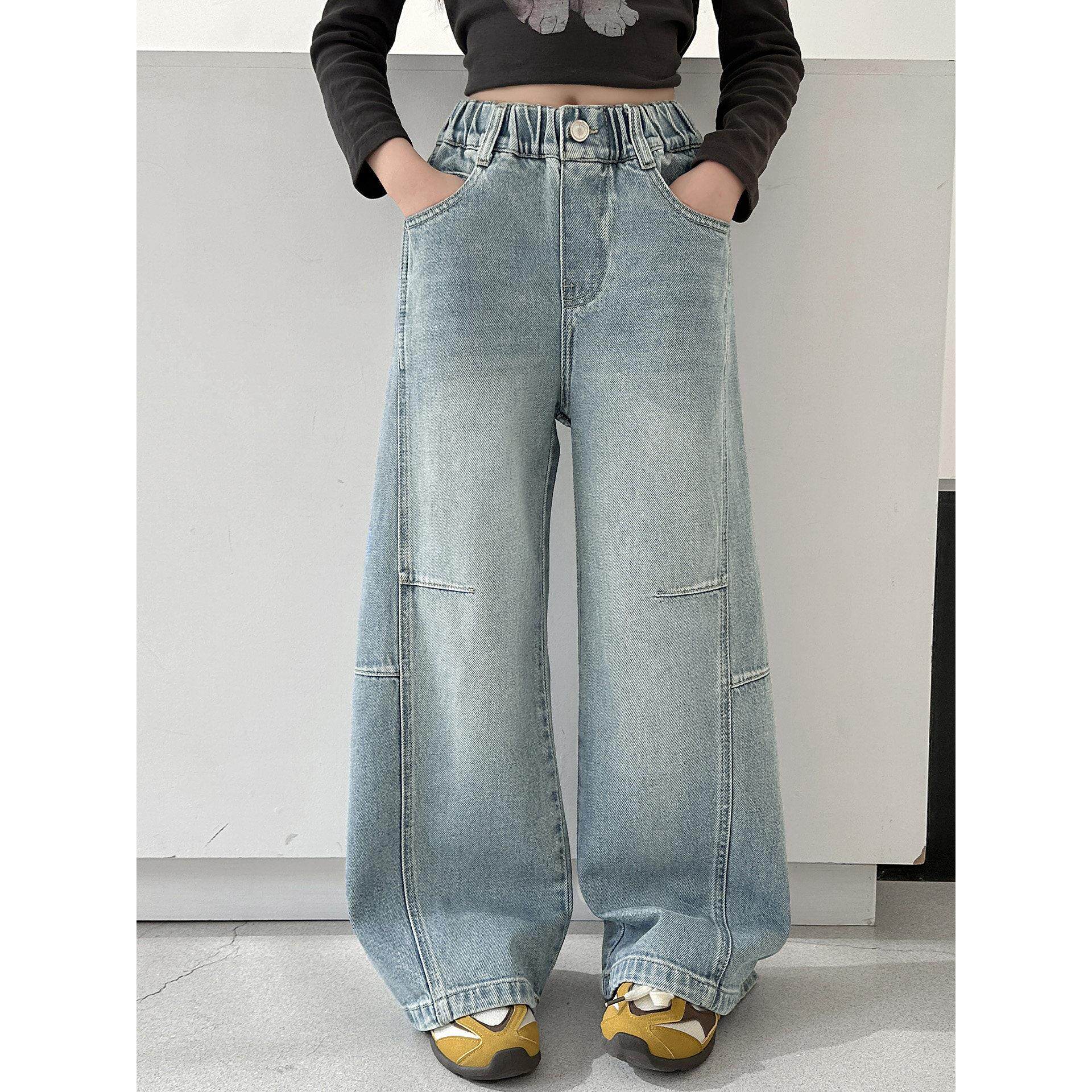 裤百搭大洋气女孩香蕉运动春款弯刀休闲儿童春秋女童裤牛仔裤阔腿