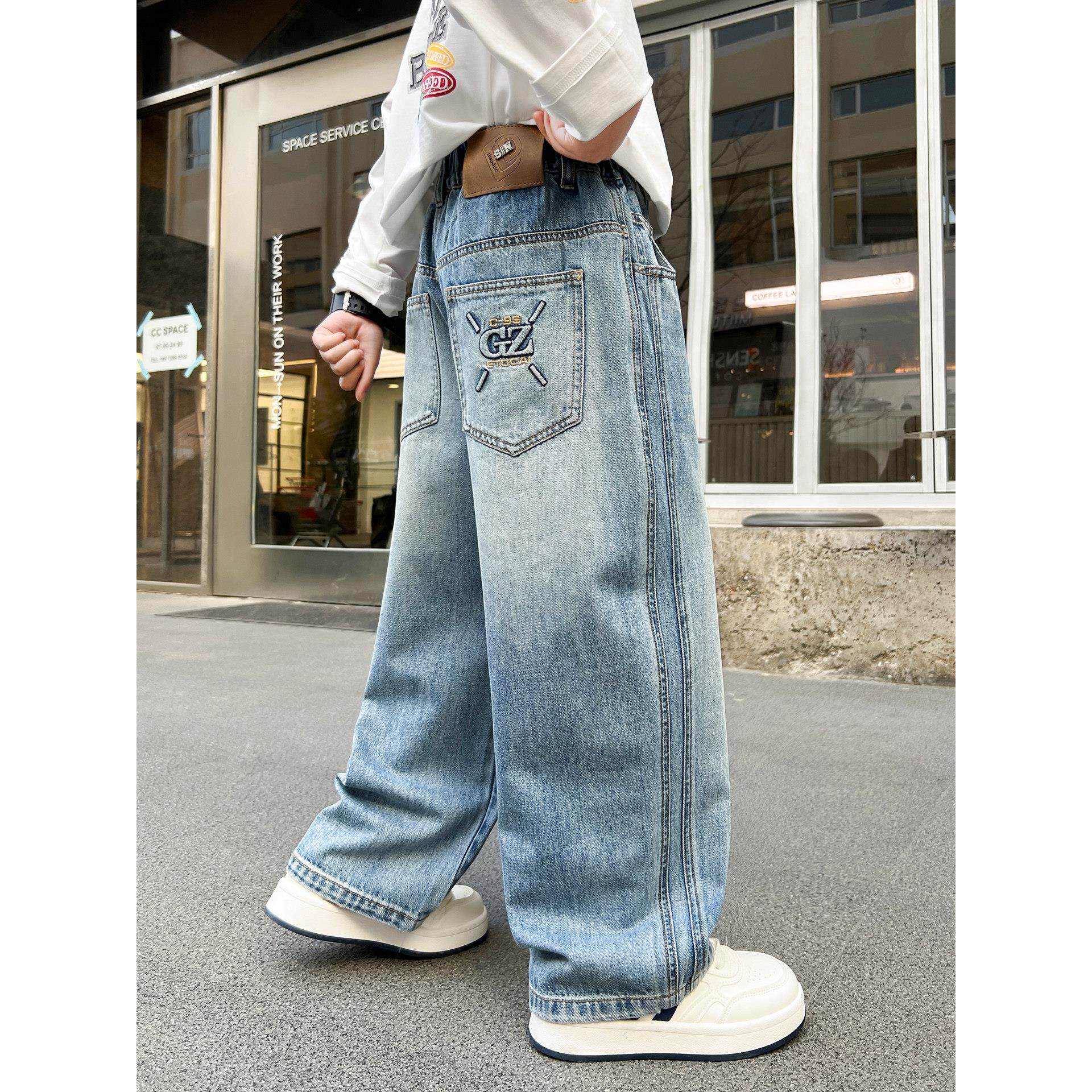 新款宽松男童2026男孩儿童牛仔裤直筒长裤春秋阔腿潮酷春装中大童