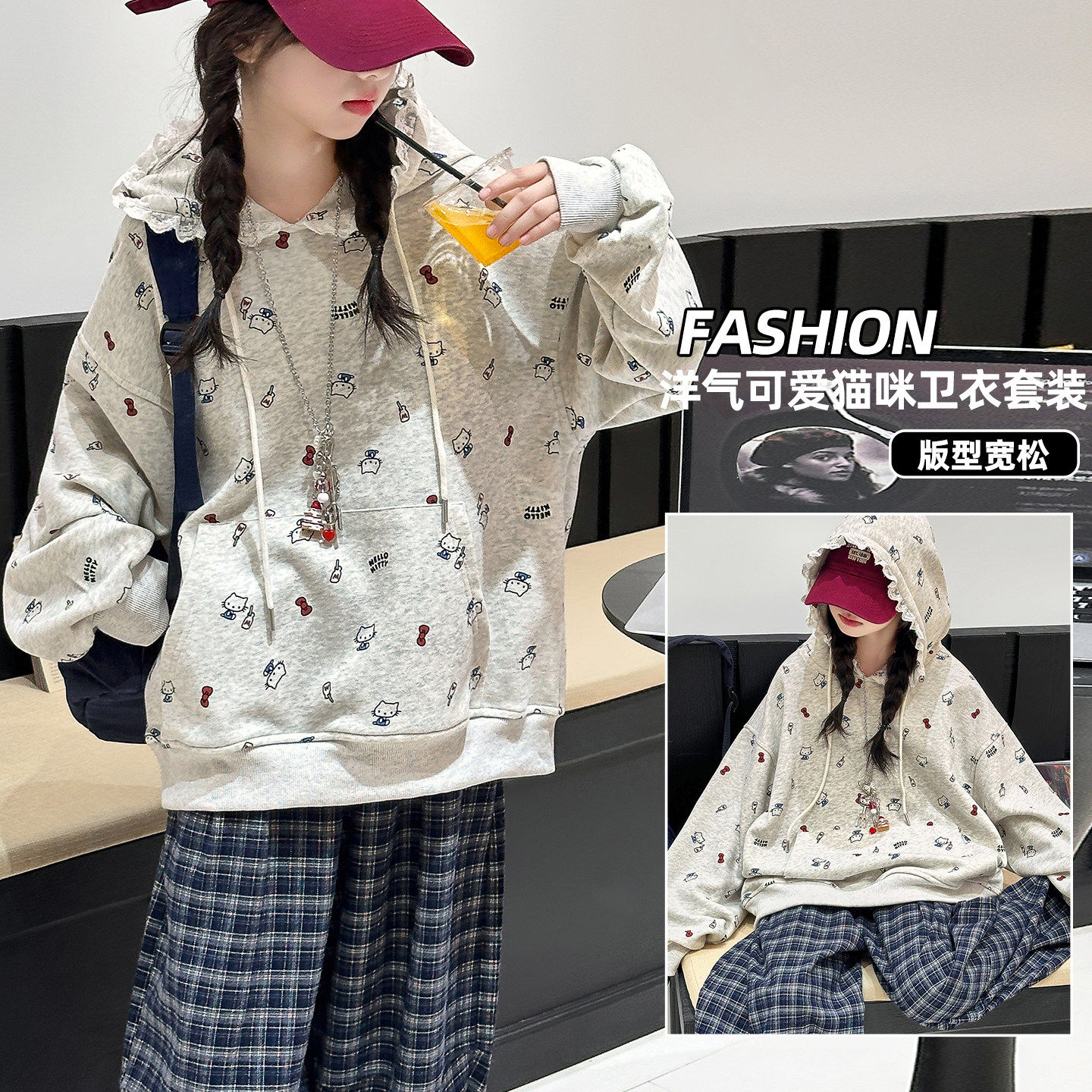 洋气卫衣新款春装女童2026女大童儿童时尚连帽上衣时髦女孩春秋季