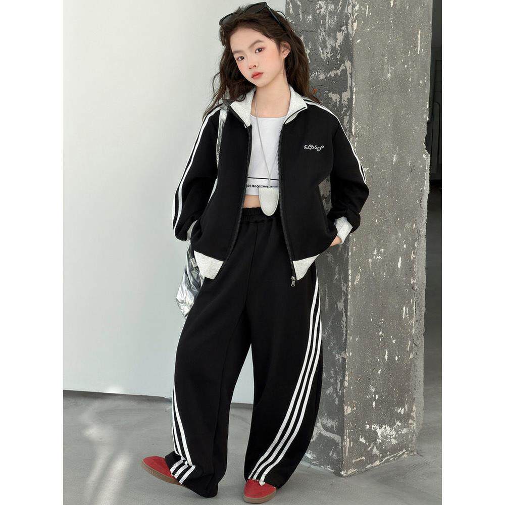 洋气休闲中大童外套两件套运动装春装春秋2026新款女童套装卫衣潮