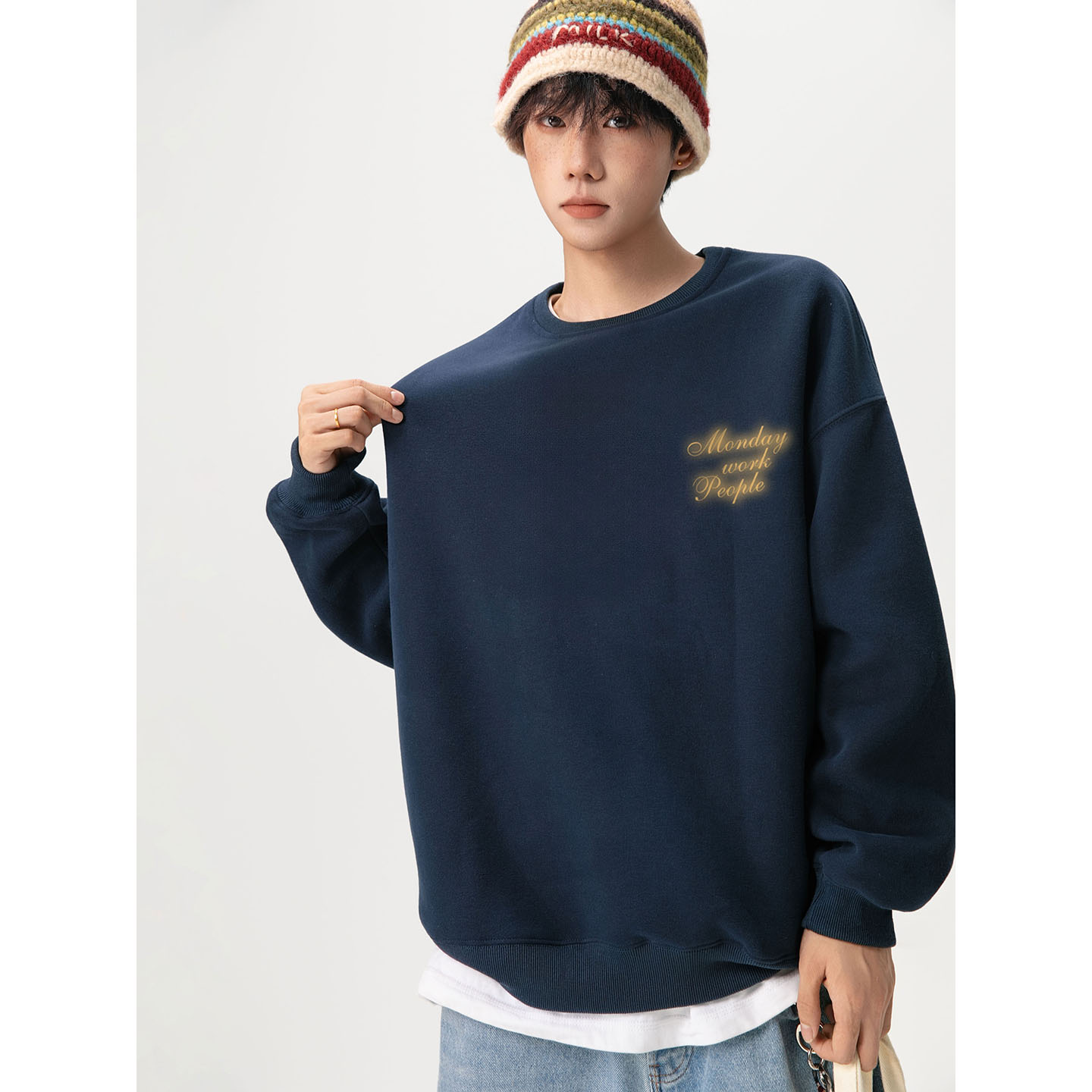 2025新款420克华棉圆领卫衣A336-1-HH1422-特P40（50棉50聚酯纤维,男装T恤,电商A336-1