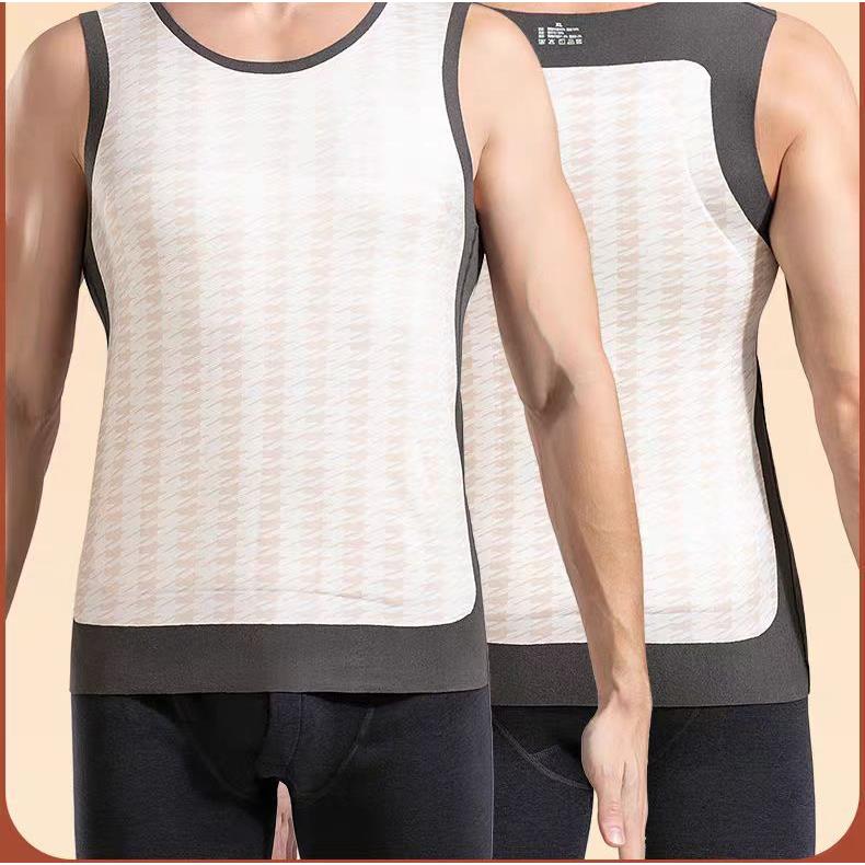 羊毛保暖背心男内搭秋冬季加绒全贴片无痕马甲打底无袖男上衣透气