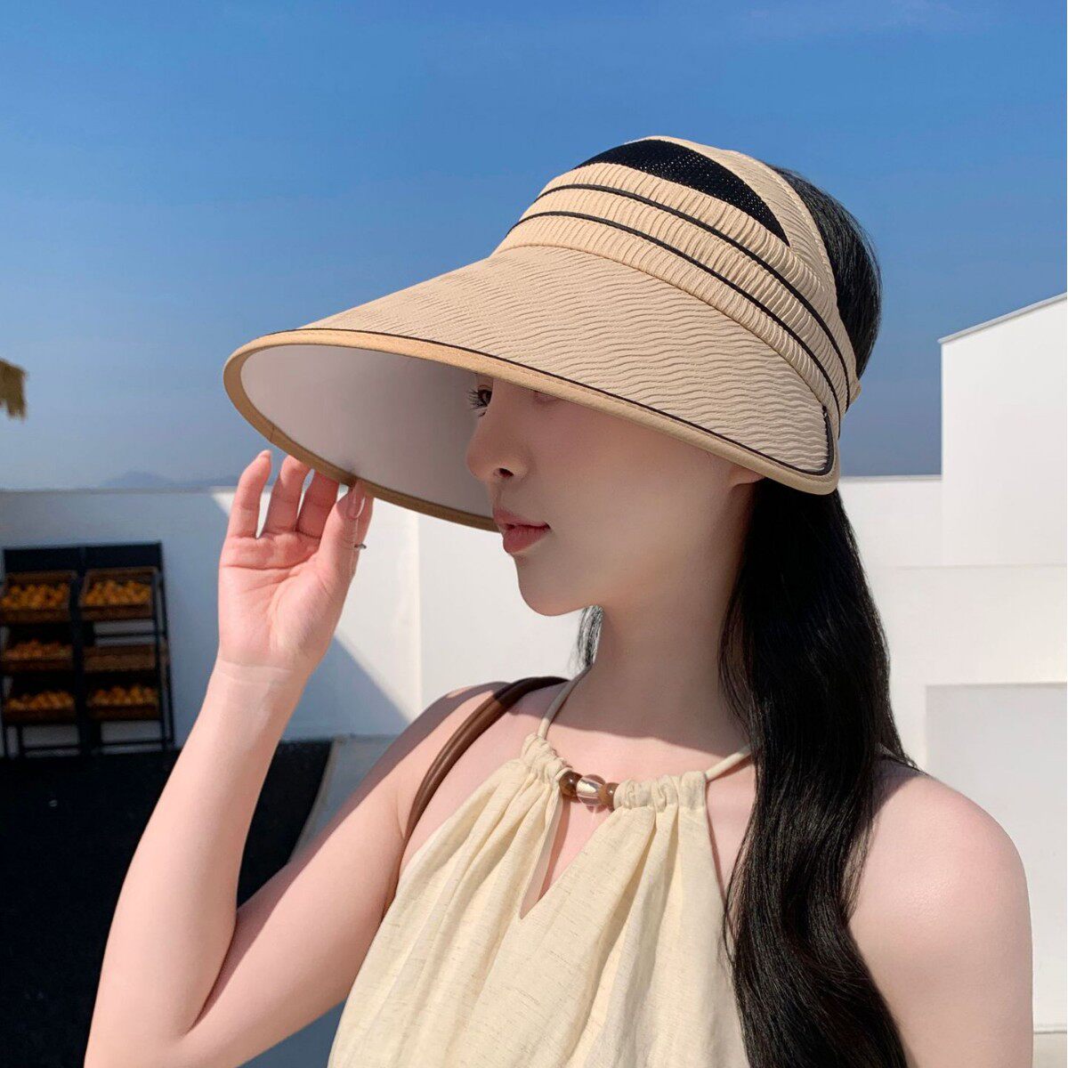 2026新款大帽檐休闲空顶帽女夏季防风透气防晒防紫外线遮阳帽子