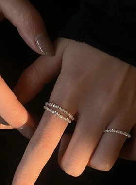 波光粼粼链满天星戒指925纯银食指设计小众女个性时尚轻奢网红