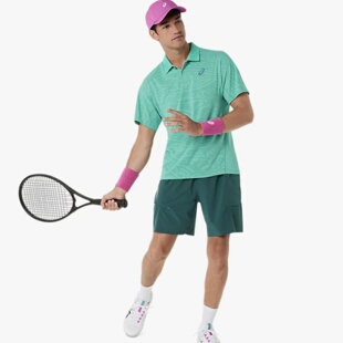 正品 26年春夏日版 T恤汗衫 速干POLO衫 ASICS亚瑟士男士 网球服短袖