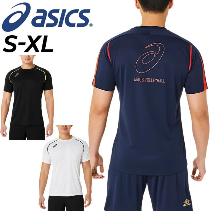 日本排球服ASICS亚瑟士25年春夏大LOGO男运动短袖速干T恤正品代购图片