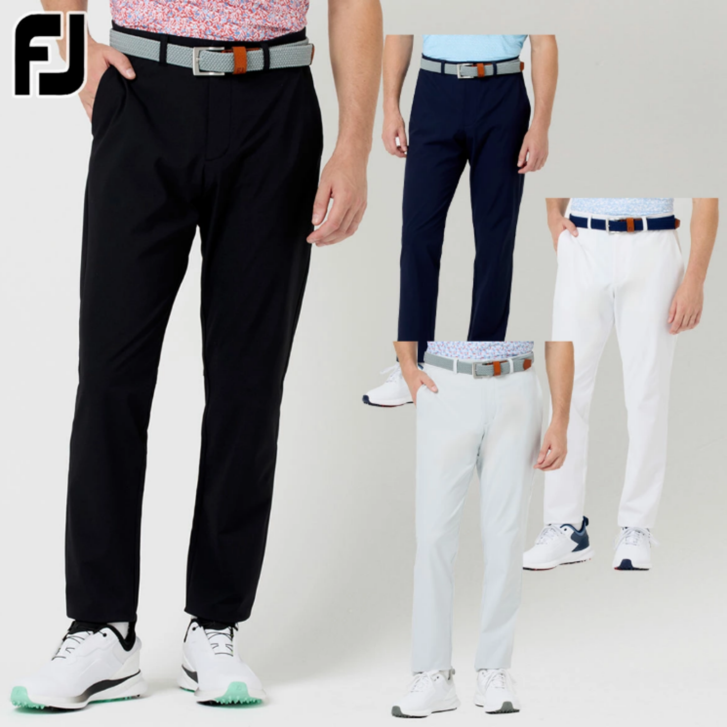 日本Footjoy高尔夫裤子男装夏弹力凉爽直筒裤运运长裤男正品代购