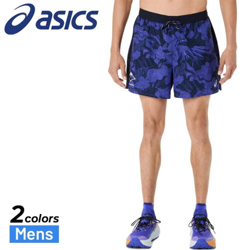 日本ASICS亚瑟士FUJITRAIL系列男5英寸运动速干印花跑步短裤正品