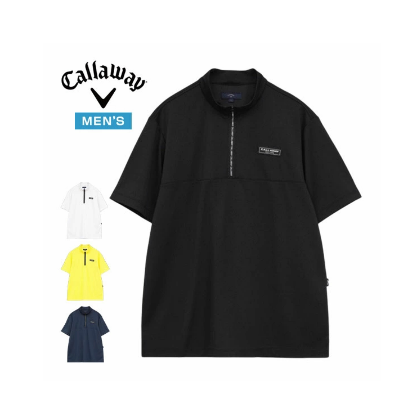 日本代购Callaway卡拉威高尔夫男夏防晒速干半高领短袖T恤4L正品