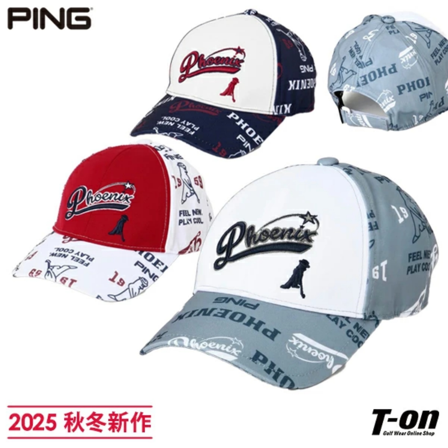 日本正品Mr. PING Golf男25秋冬新高尔夫球帽字母印花鸭舌棒球帽