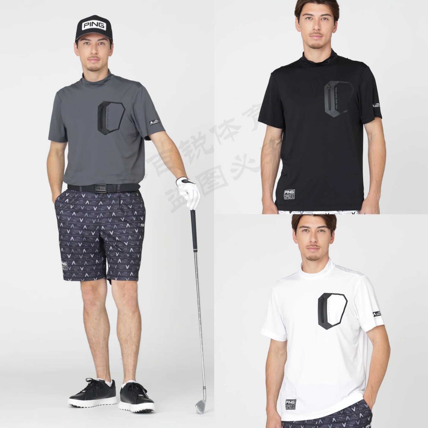 26春夏新款日本PING GOLF高尔夫男装小高领速干短袖T恤上衣正品