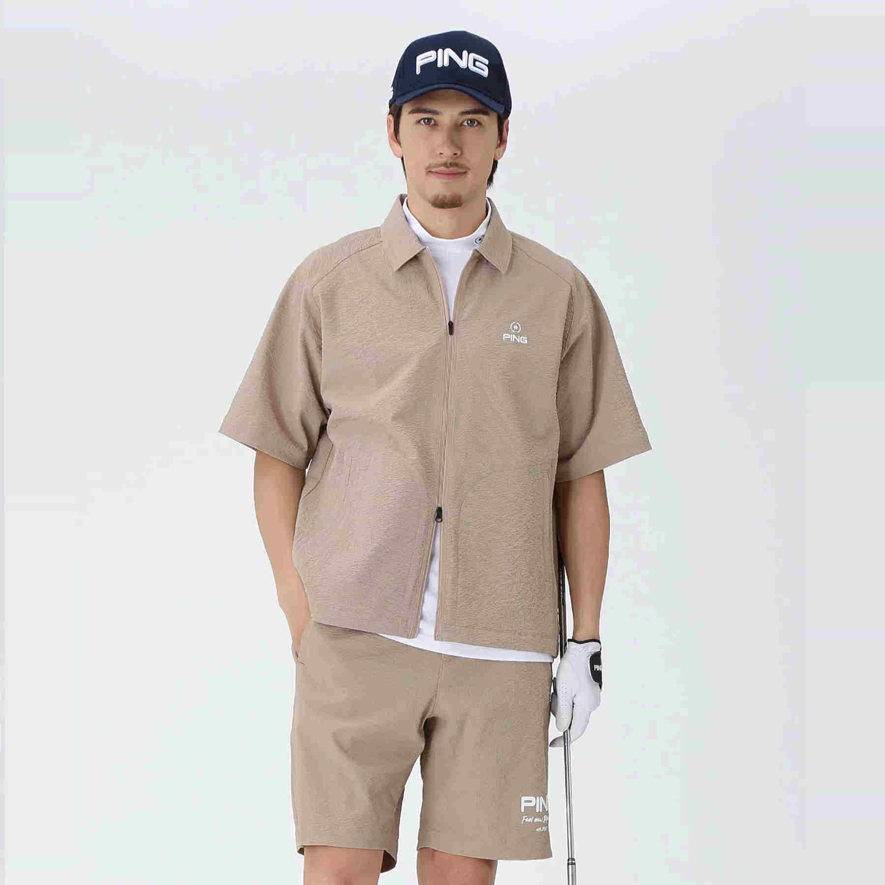 日本Ping Golf 高尔夫男装翻领短袖拉链外套衬衫25年春夏正品代购