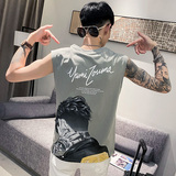 B353B201P30灰色韩版印花卡通夏新款小伙社会坎肩背心男控45，男装背心/马甲，电商B353