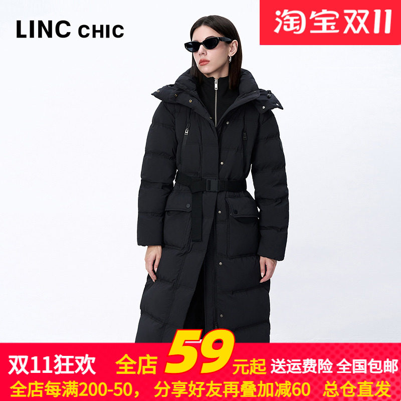 【90%鹅绒】金羽杰2024年冬季新款连帽风衣感长款羽绒服Y24808301