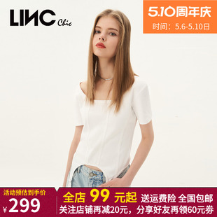 U领半袖 LINC金羽杰2023春夏季 新款 轻机能修身 T恤女S232FK155Y