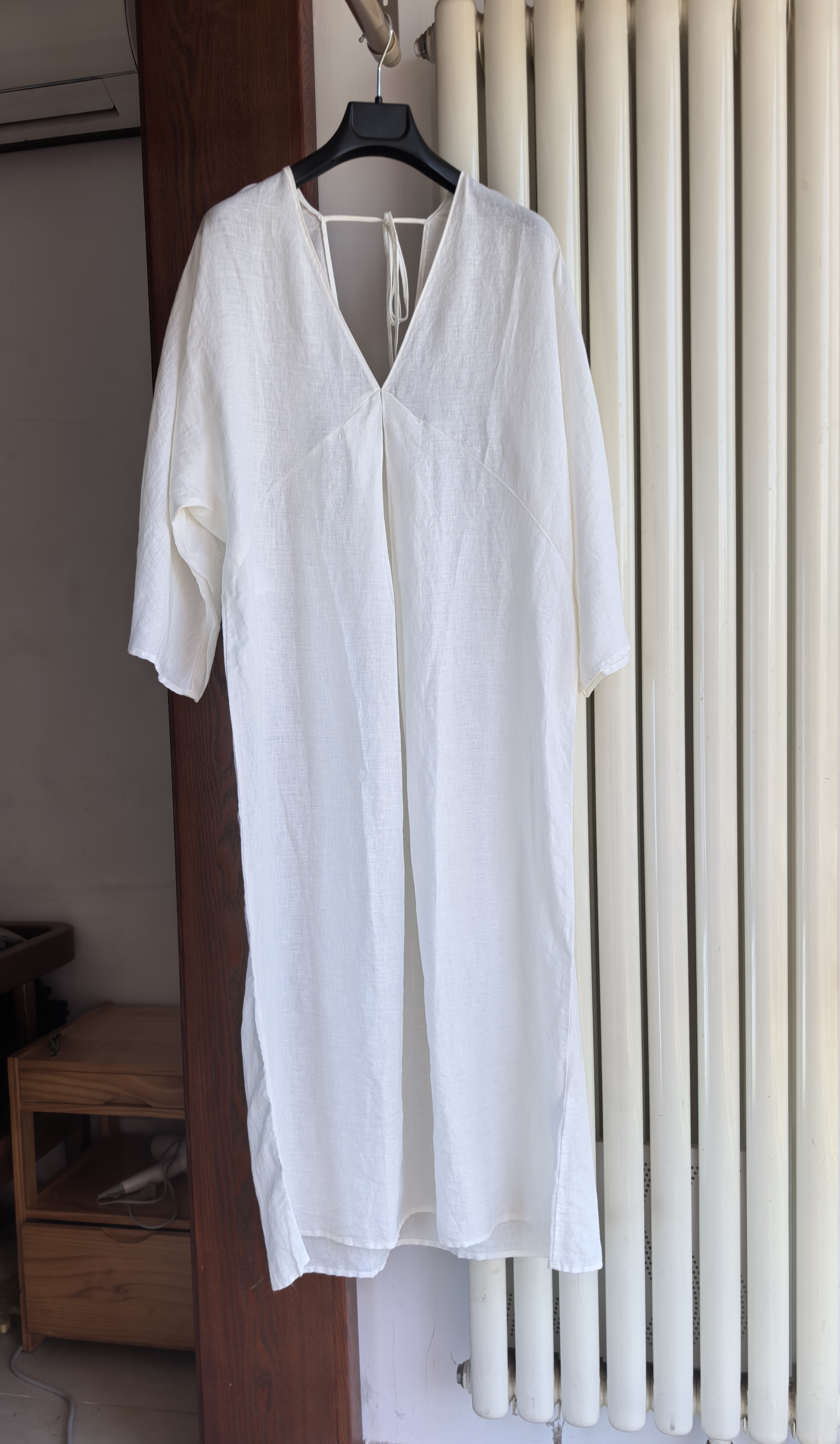 外贸原单出口西班牙女款亚麻家居裙100%亚麻连衣裙