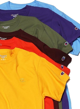 champion classic tee 美版基础款双标圆领情侣刺绣短袖打底T0223
