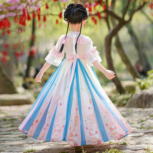 汉服女童夏季2025新款中国风唐装儿童古装超仙连衣裙女孩古风