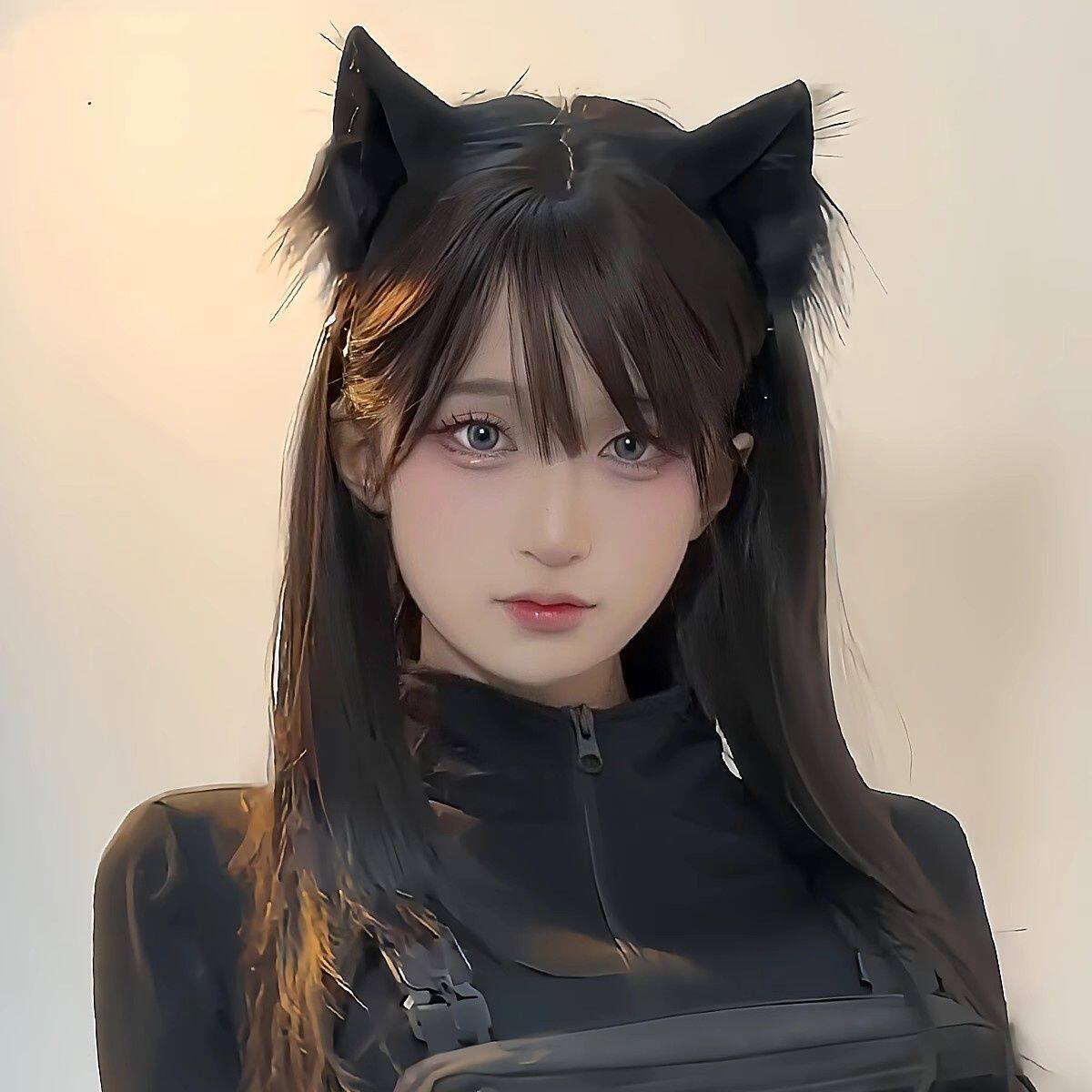 战术娘cos假发女覆盖系黑长直宅娘万用自然黑空气刘海漫展全头套