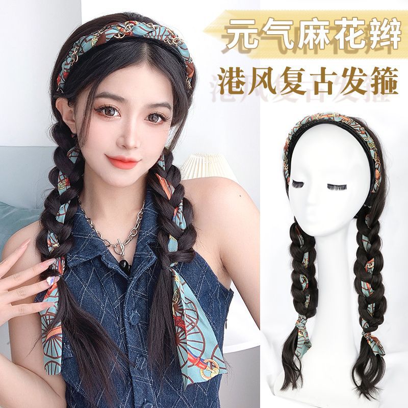 假发女长发发箍假发一体长卷发夏季全头套式麻花辫子仿真发假发套