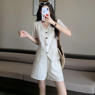 高级感老钱风慵懒马甲短裤 大方得体穿搭一整套 两件套装 女2025夏季