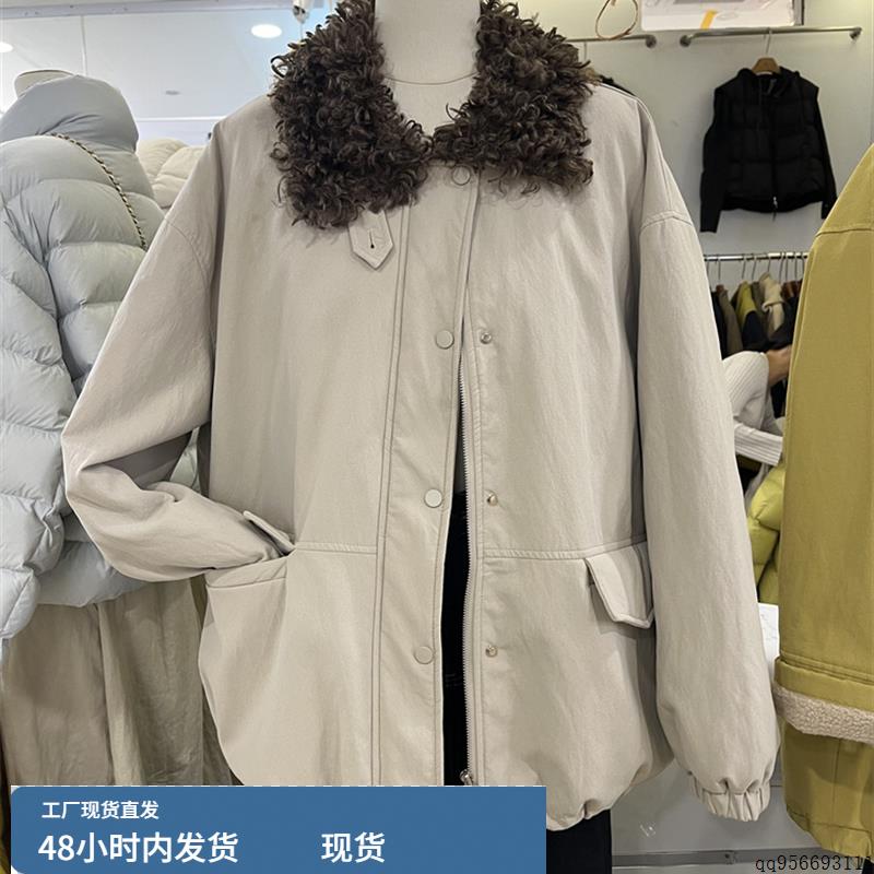 中长款派克羽绒服女2025冬季新款羊羔毛翻领内胆加白鸭绒保暖大衣