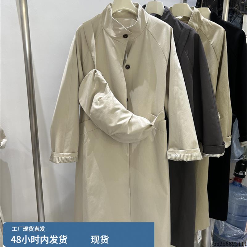 2025秋季新款长款风衣女韩版大牌气质挎包立领卡其色大衣廓形外套