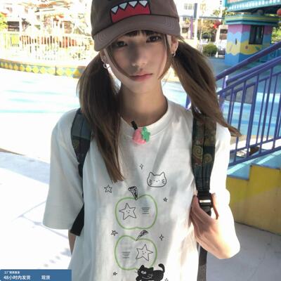 纯棉白色短袖t恤女2026新款爆款夏季宽松半袖设计感小众美式上衣