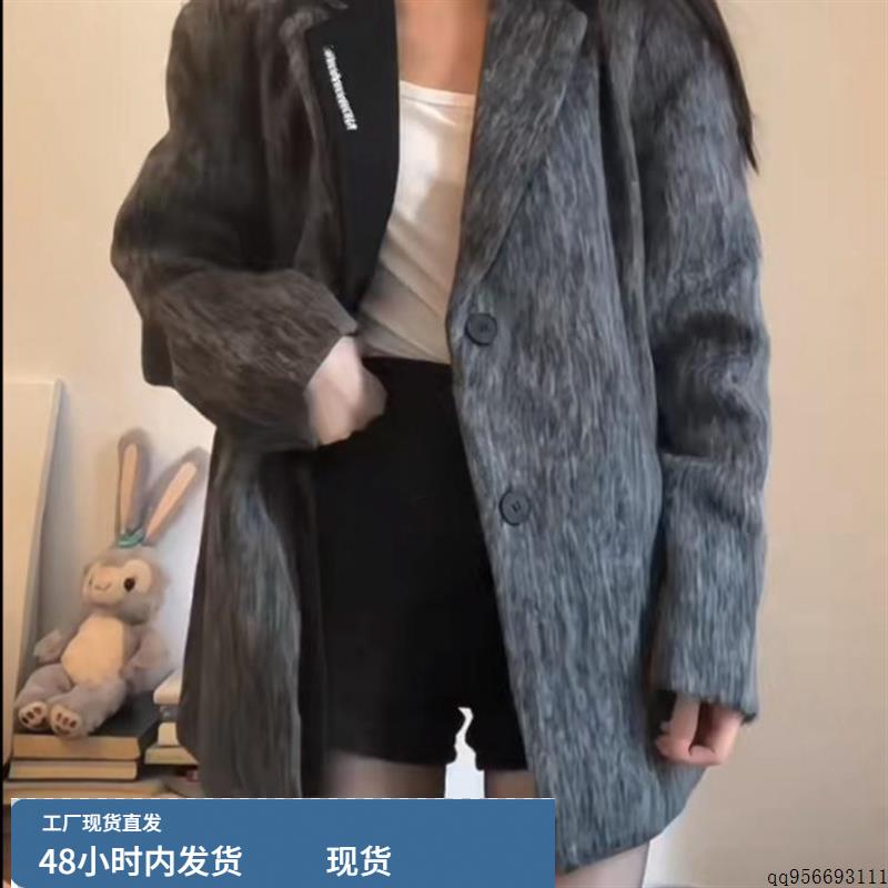灰色西装大衣女毛呢外套高级感2025春季新款学生呢子小个子短款