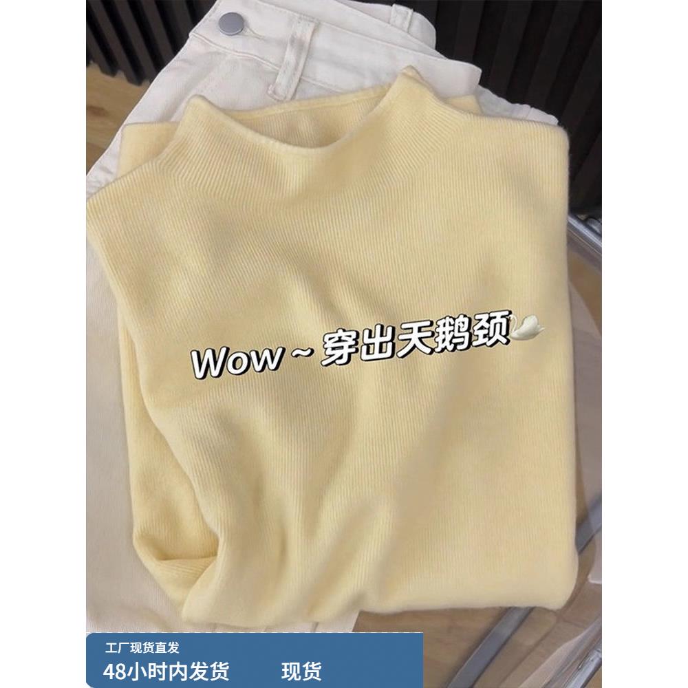 法式独特漂亮半高领毛衣女秋冬新款巨好看内搭长袖针织打底衫上衣