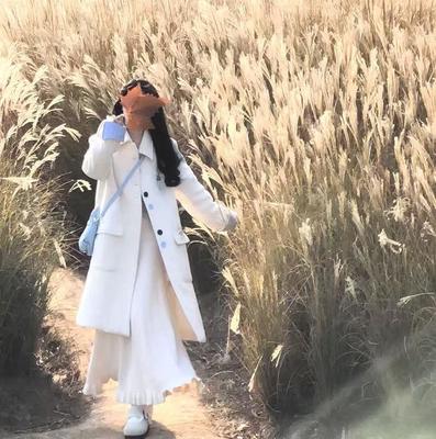 高级感呢子大衣女2024新款秋冬毛呢外套韩系小个子白色中长款气质