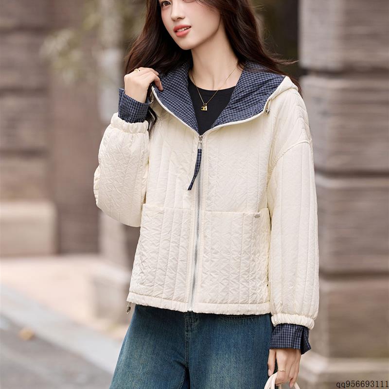 夹棉外套女2025秋冬季新款超好看洋气韩系轻薄短款羽绒棉服小棉袄