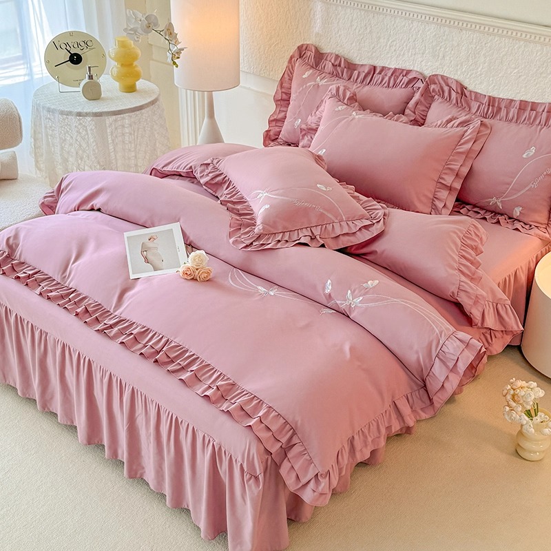 全棉纯棉床上四件套2025新款刺绣