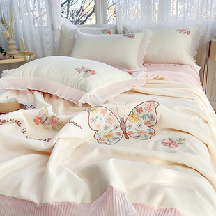 夏季 轻奢可水洗天丝夏凉被四件套丝滑裸睡冰丝空调被薄被芯单双人