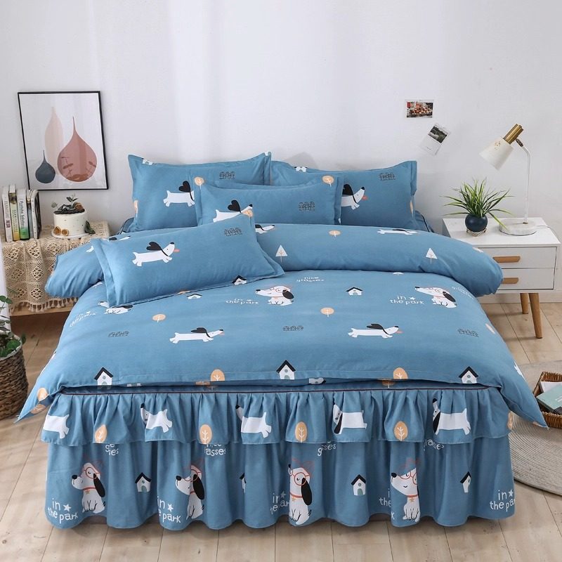 纯棉床裙四件套2025新款全棉床套床罩加厚双人被套防滑床笠式床单