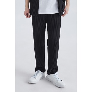 长裤 垂坠感宽松阔腿直筒褶皱休闲西裤 JF150 男装 三宅风褶皱长裤