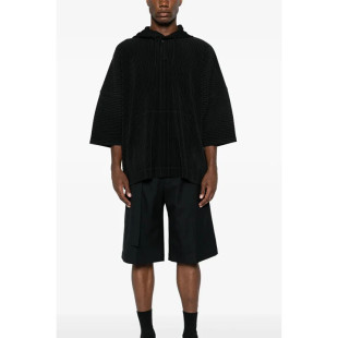 帽衫 三宅风褶皱男装 圆领短袖 夏季 早秋卫衣套头外套日系JK127 新款