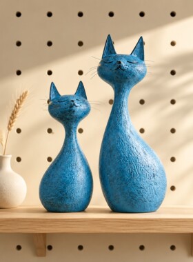 猫猫不卷蓝色猫咪洞洞板高级摆件