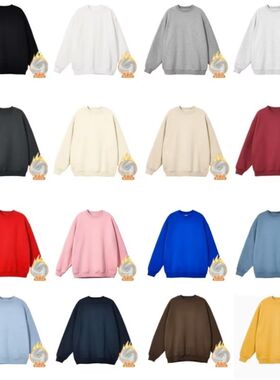 420克华棉复合银狐绒圆领卫衣白色28M-3XL2025年设计感vintage潮