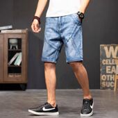 牛仔短裤 2025新款 男夏季 潮流拼接直筒五分裤 弹力修身 马裤 薄款 中裤