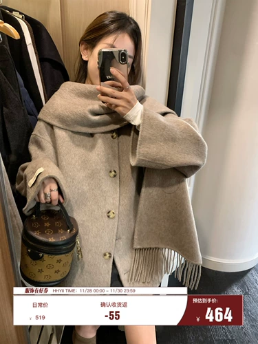 Шерстяной шарф, зимний плащ, двусторонное шерстяное пальто, яркий броский стиль, изысканный стиль