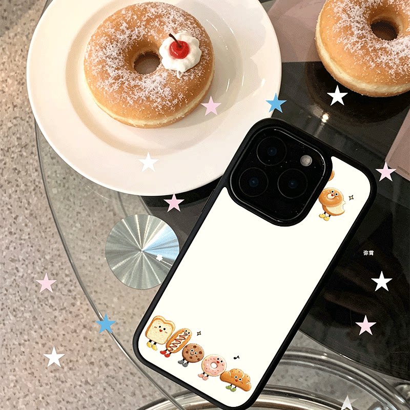 小众饼干面包适用苹果17promax手机壳iPhone16创意15新款14爆款13min网红12爆款11黑色肤感玻璃7全包防摔硬壳